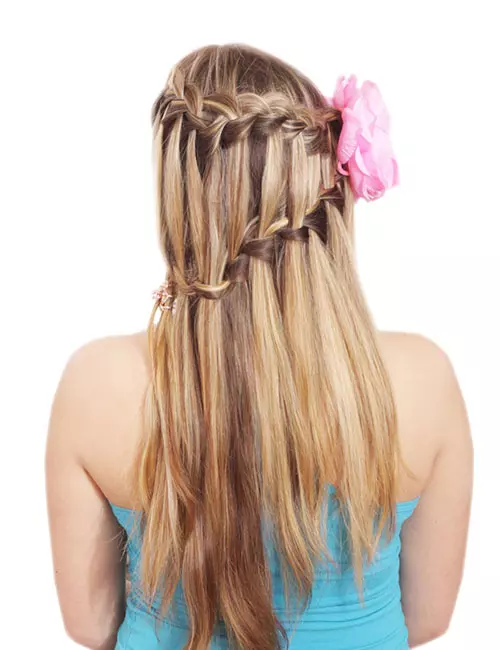 Intricate waterfall braid hairstyle