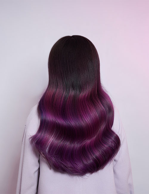 Lavender balayage hairstyle for black hair