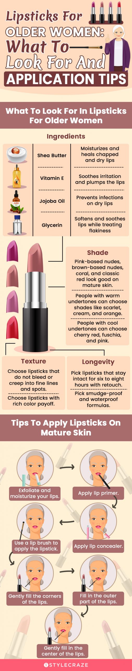 Lipsticks For Older Women: What To Look For & Application Tips [infographic]
