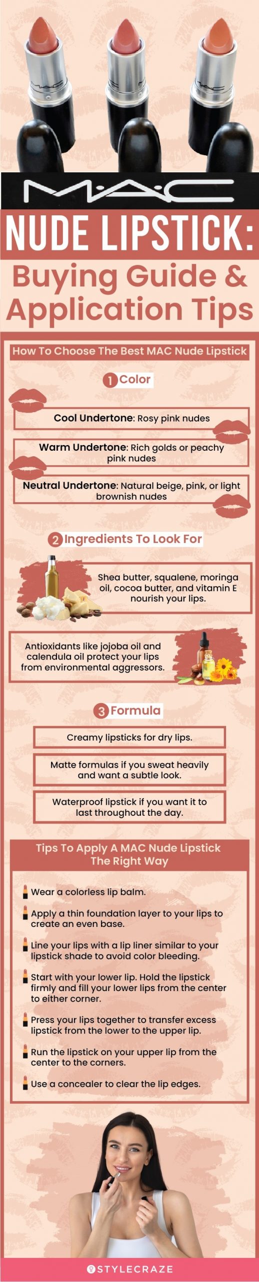 MAC Nude Lipstick: Buying Guide & Application Tips (infographic)