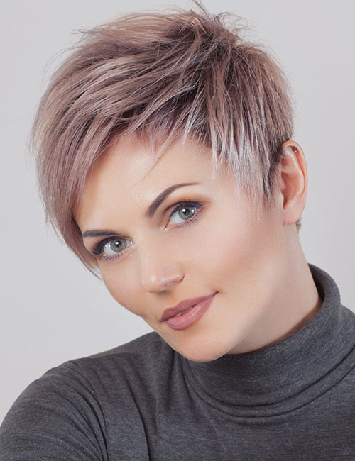 Short layered messy pixie hairstyle