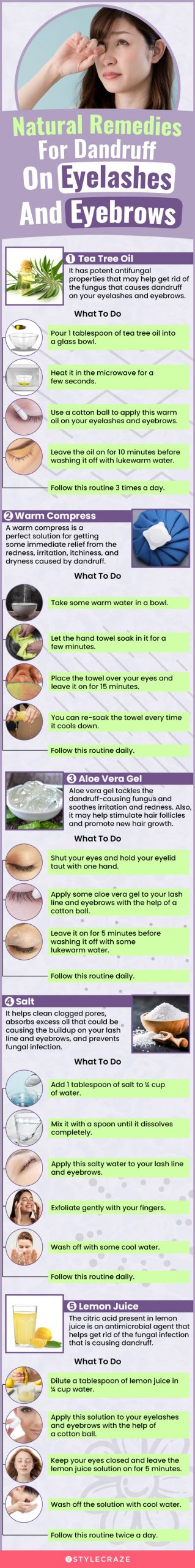 natural remedies for dandruff on eyelashes and eyebrows (infographic)