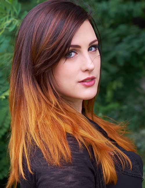 Orange ombre hairstyle for thick hair