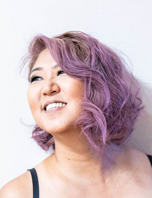 Pastel pop pink hair color for east Asian ladies