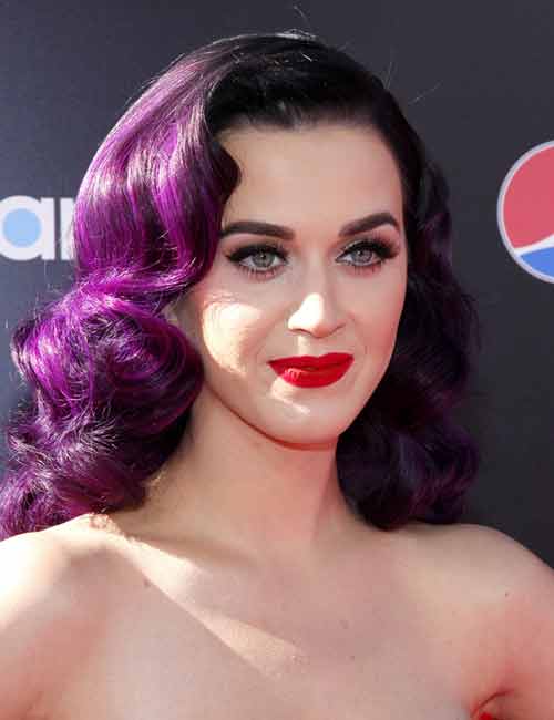 Purple curls for medium length hair