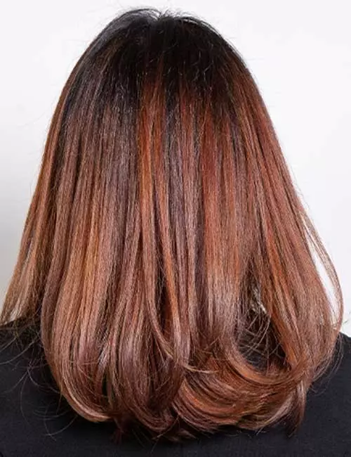 Rich copper balayage hair color