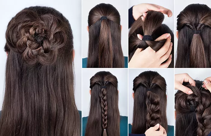 Rose bun hairstyle for school