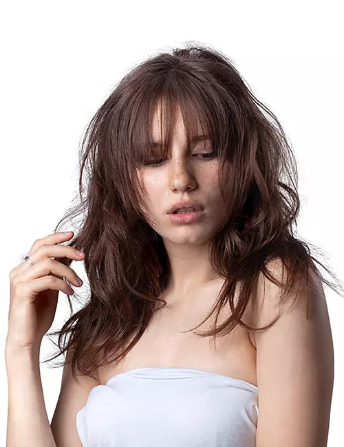 Rough and shaggy layers and bangs