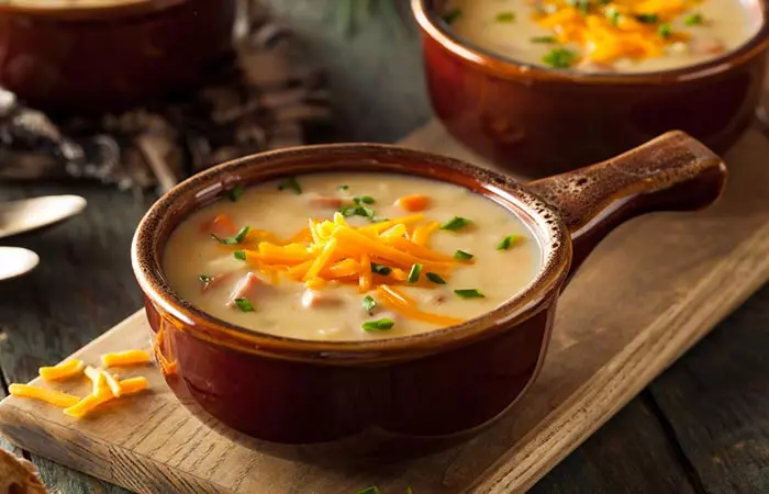 Salad Is Added To Soup