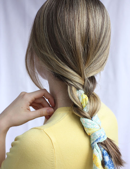 Scarf braided hairstyle for long hair