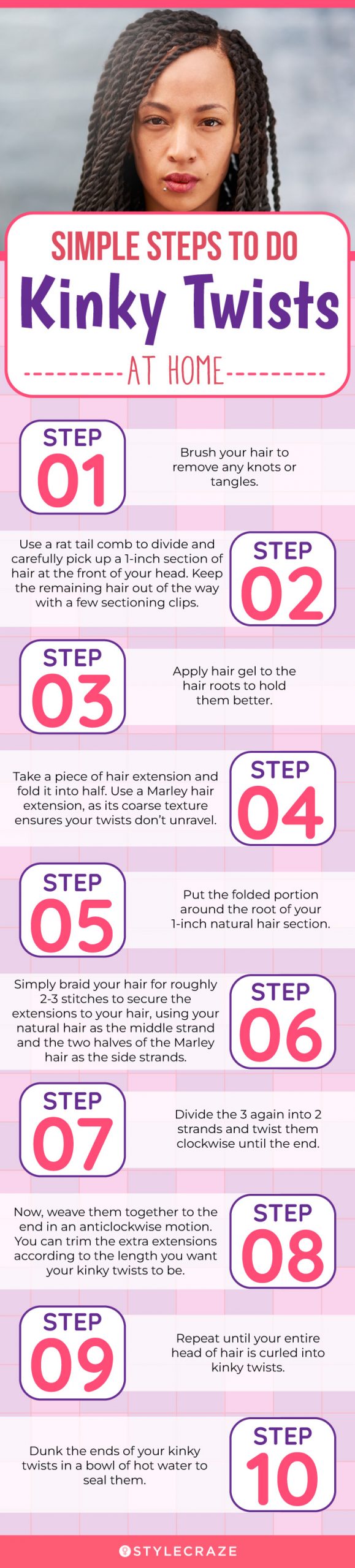 simple steps to do kinky twists at home (infographic)