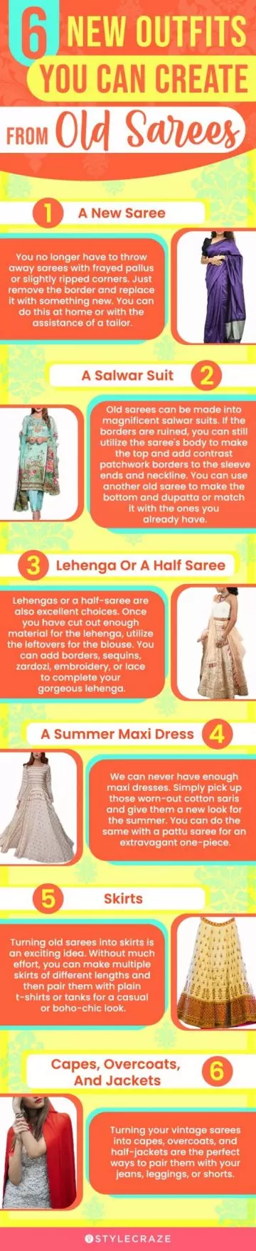 six new outfits you can create from old sarees (infographic)
