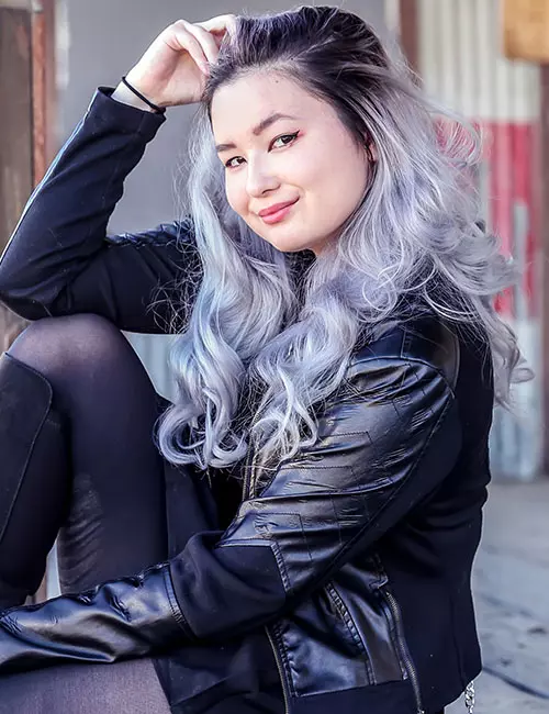 Smokey blue hair color for east Asian ladies