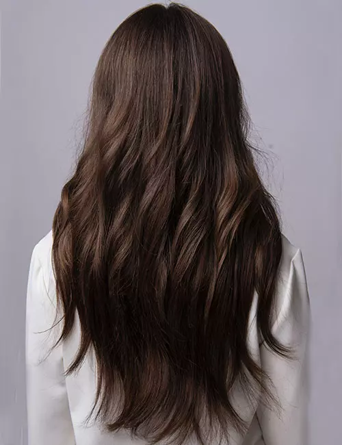Soft wavy layers hairstyle for thick hair
