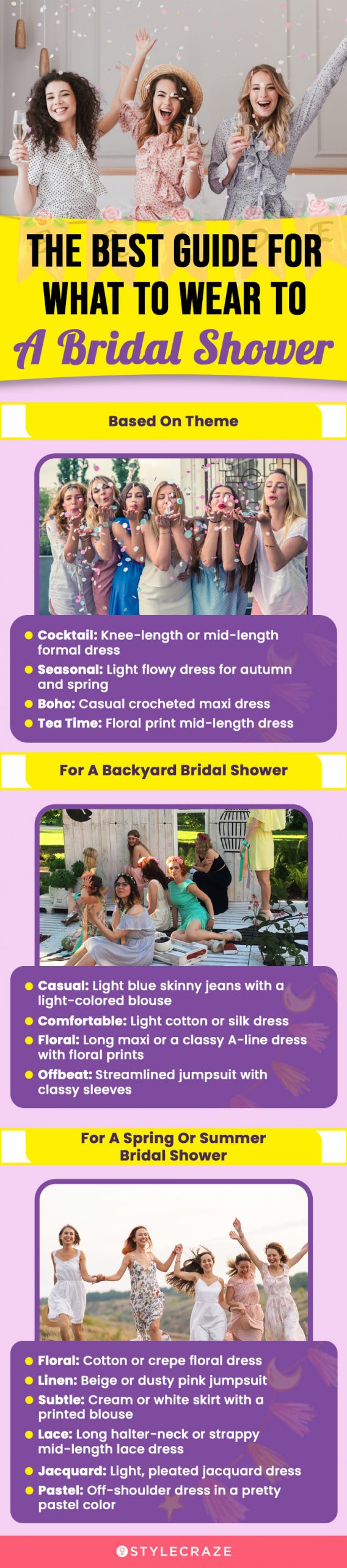the best guide for what to wear to a bridal shower (infographic)