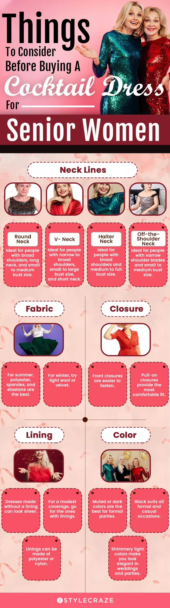 Things To Consider Before Buying A Cocktail Dress For Senior Women (infographic)