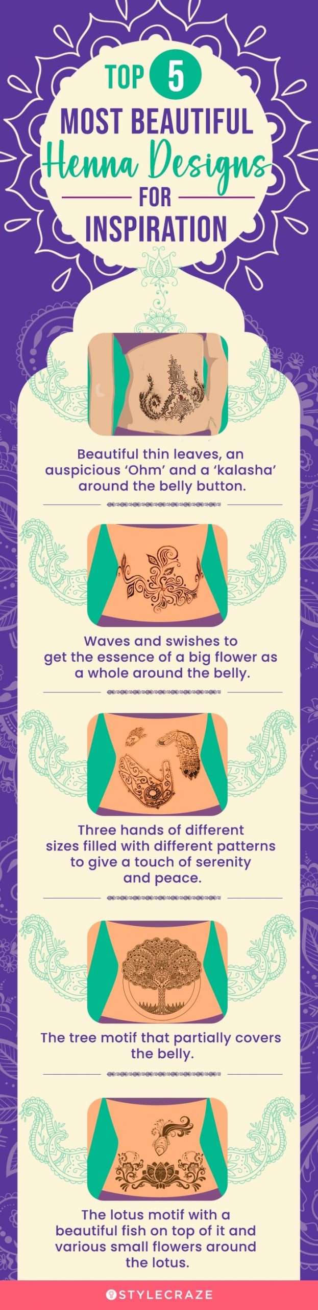 top 5 most beautiful henna designs for inspiration (infographic)