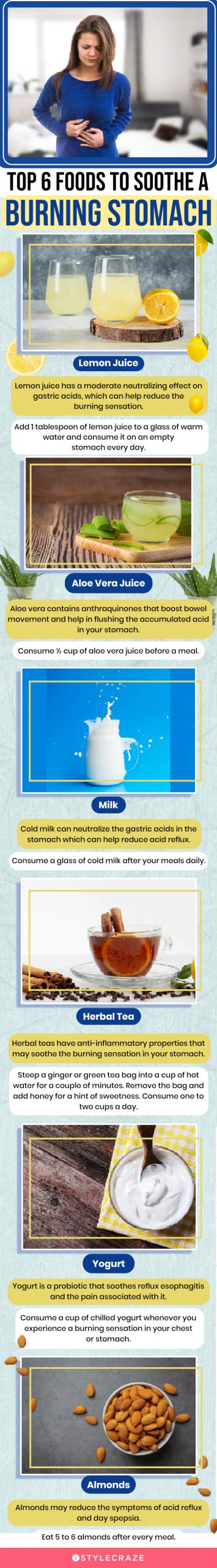 top 6 foods to soothe a burning stomach (infographic)