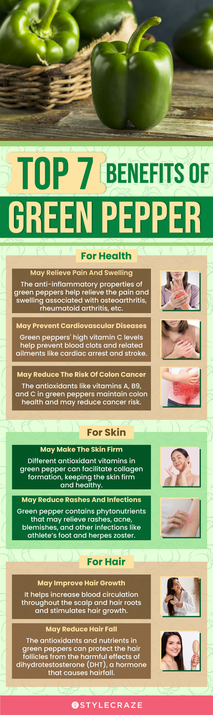 top 7 benefits of green pepper (infographic)