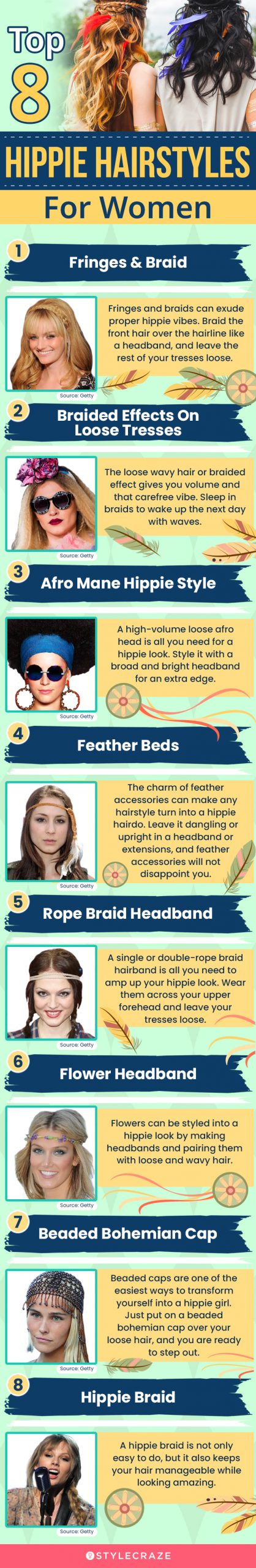 top 8 hippie hairstyles for women (infographic)