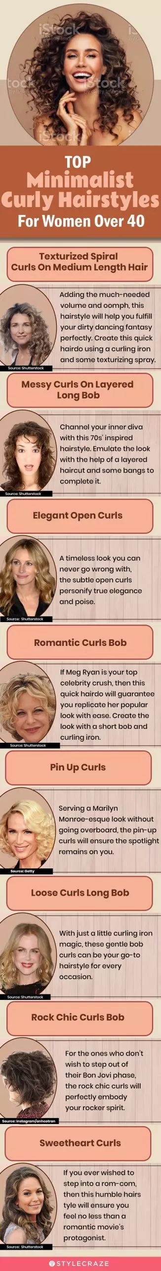 Top Minimalist Curly Hairstyles For Women Over 40 (infographic)