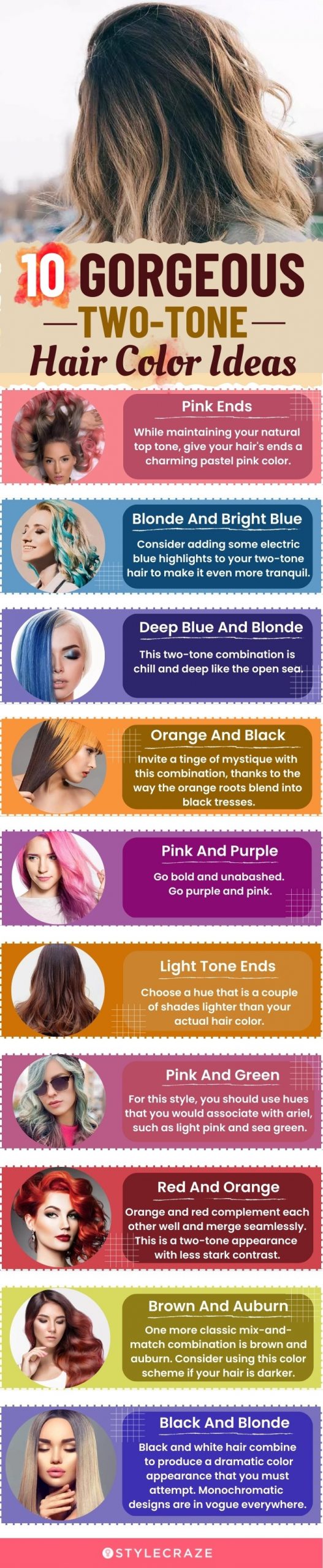 10 gorgeous two tone hair color (infographic)