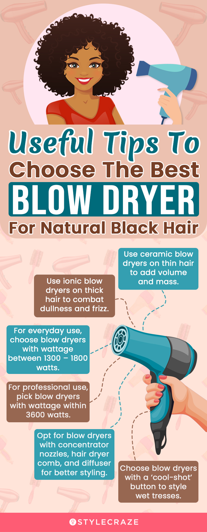 Useful Tips To Choose The Best Blower Dryer For Natural Black Hair (infographic)