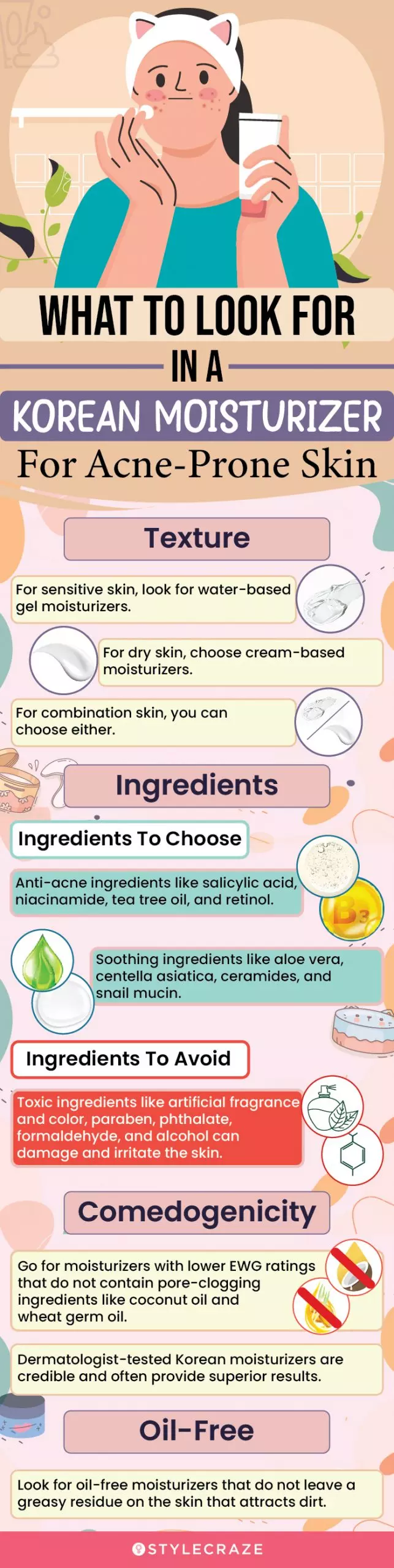 What To Look For In A Korean Moisturizer For Acne-Prone Skin (infographic)