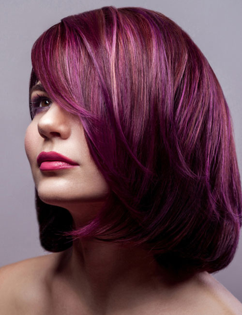 Wine red hair color for east Asian ladies