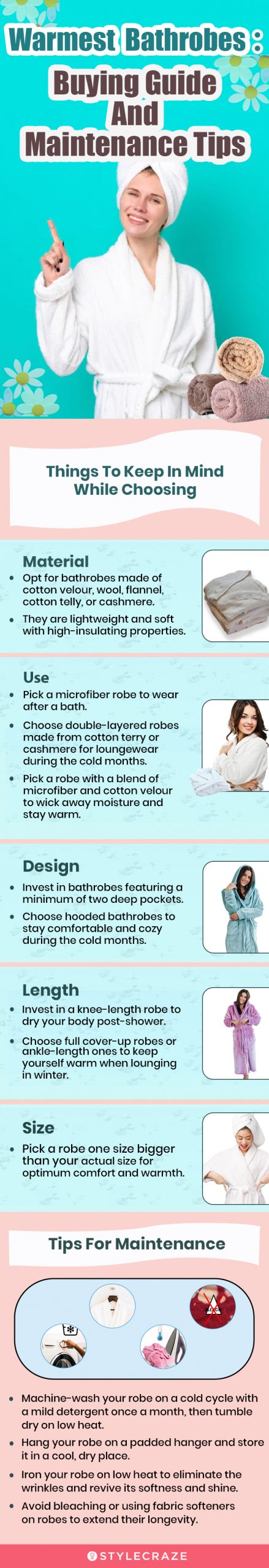 Warmest Bathrobes: Buying Guide And Maintenance Tips (infographic)