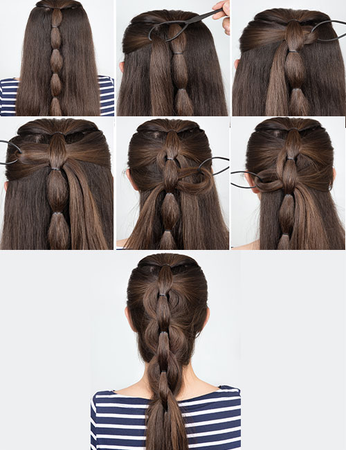 This is called the pull back braid. 1. Pick up about a 1cm piece of hair 2.  Split it into 3 equal part… | Hair style vedio, Short hair styles easy,  Dance hairstyles
