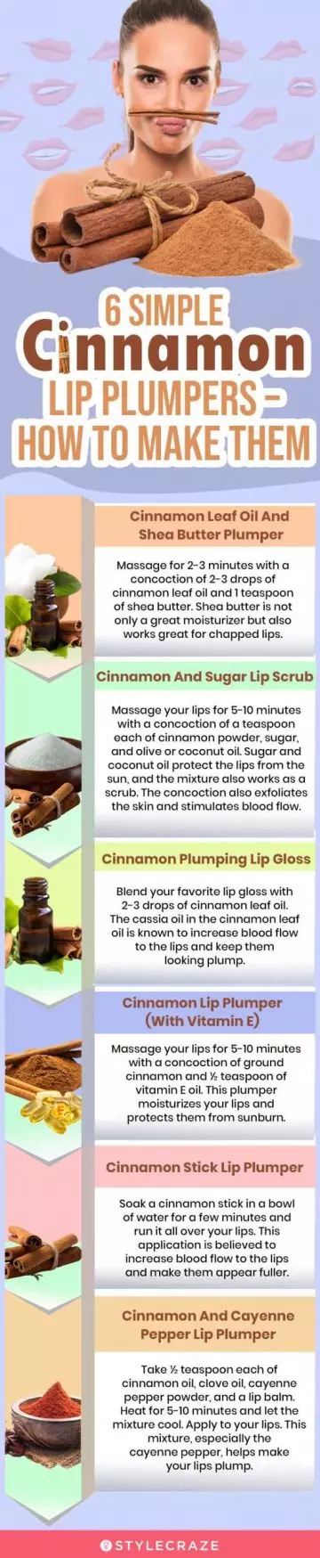6 simple cinnamon lip plumpers – how to make them (infographic)
