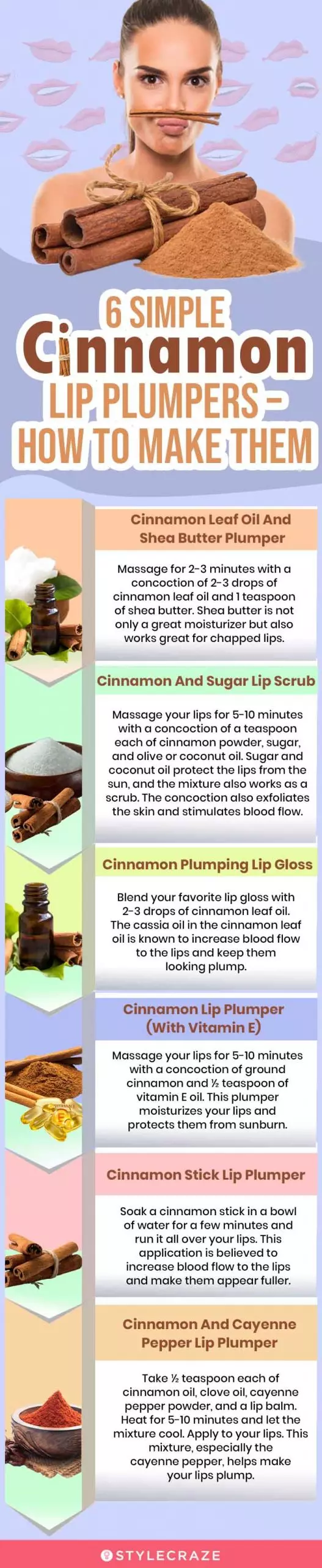 6 simple cinnamon lip plumpers – how to make them (infographic)