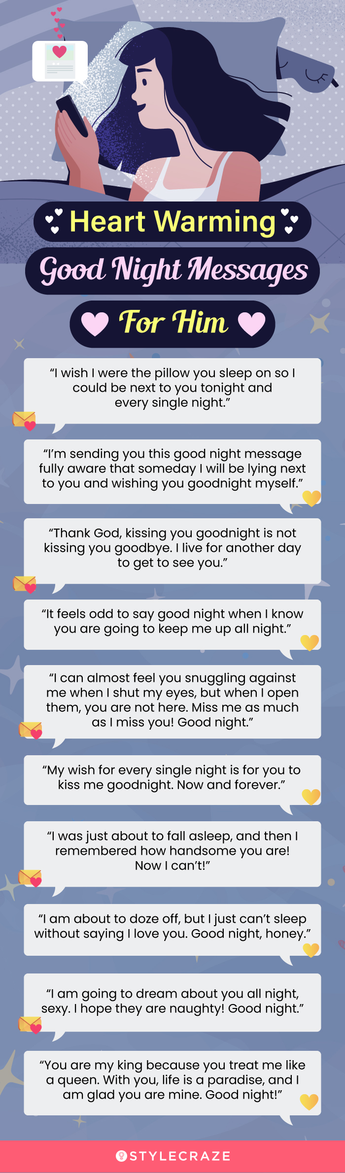 a heart warming good night messages for him (infographic)
