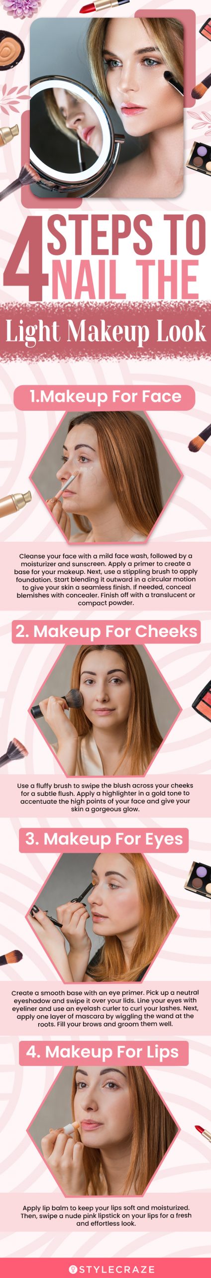 4 steps to nail the light makeup look(infographic)
