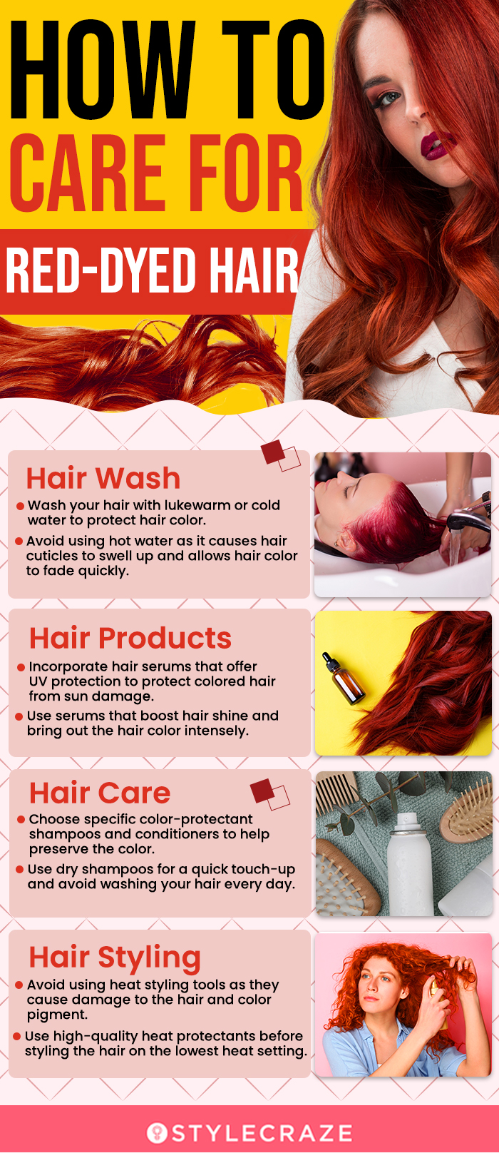 How To Care For Red-Dyed Hair  [infographic]