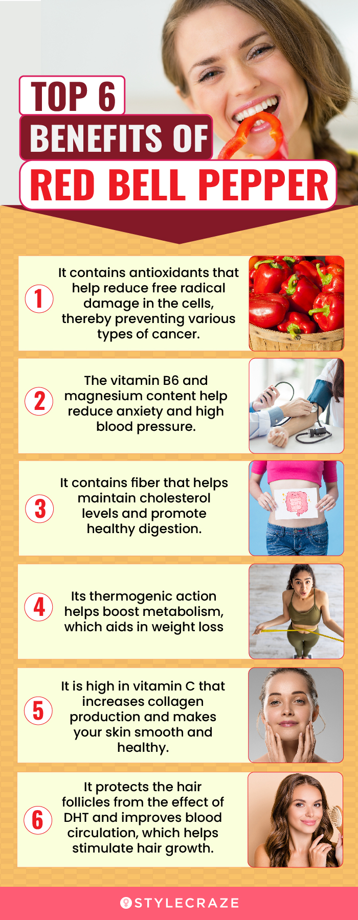 top 6 benefits of red bell pepper (infographic)