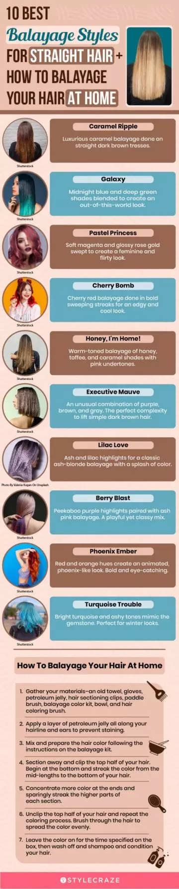 10 best balayage styles for straight hair (infographic)