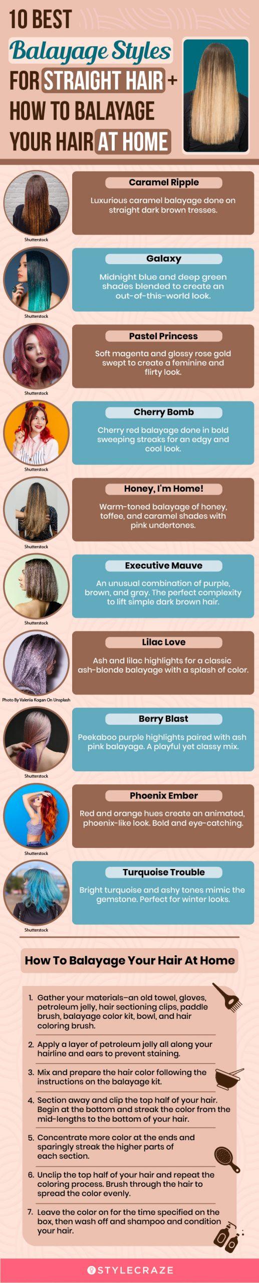 10 best balayage styles for straight hair (infographic)