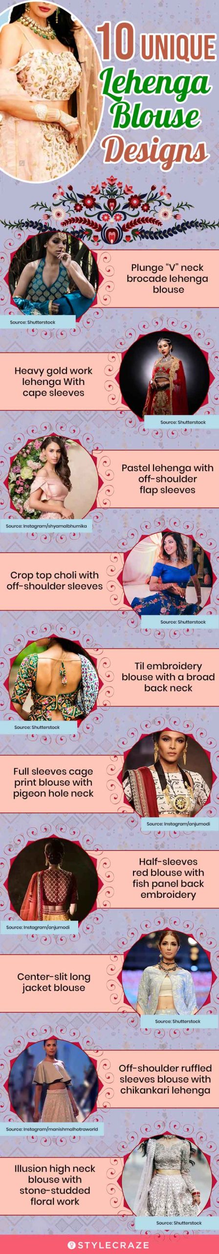 10 unique lehenga blouse designs (infographic)