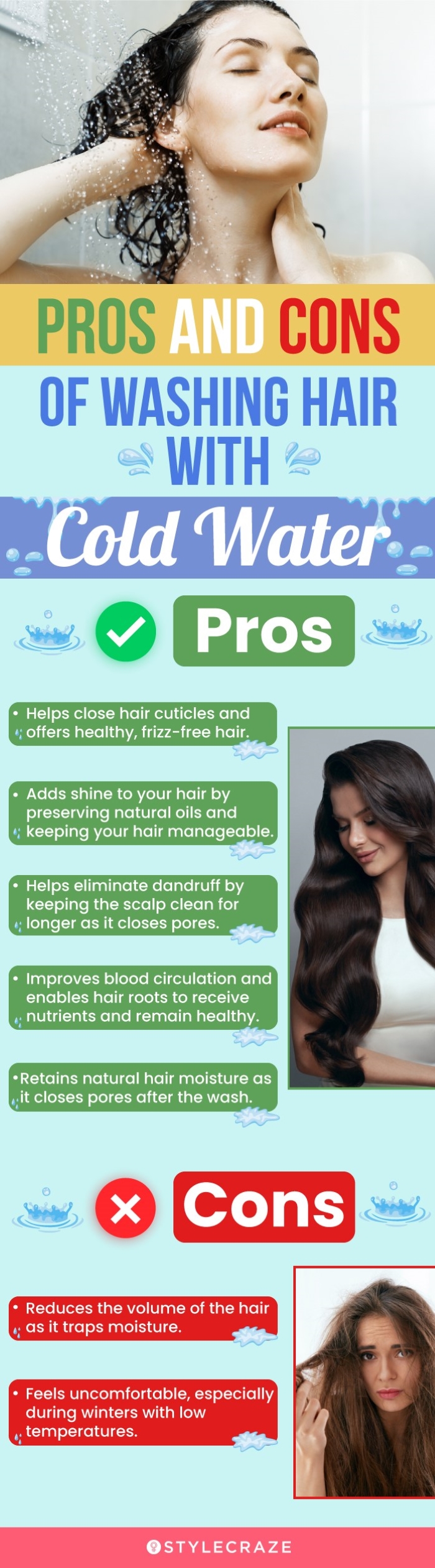 pros and cons of washing hair with cold water (infographic)