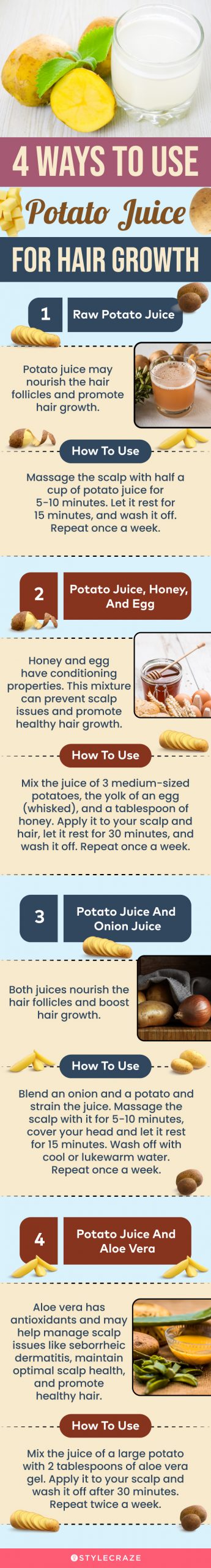 4 ways to use potato juice for hair growth (infographic)
