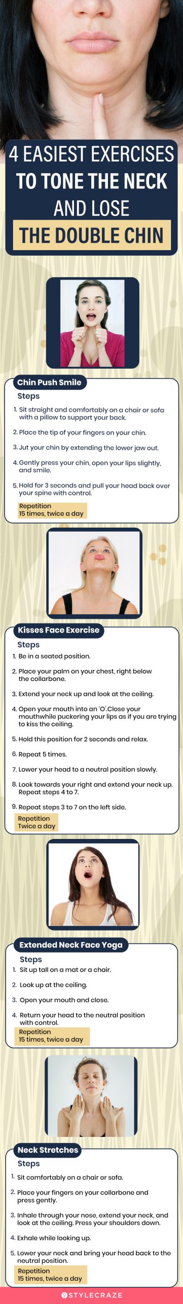 4 easiest exercises to tone the neck and lose the double chin (infographic)