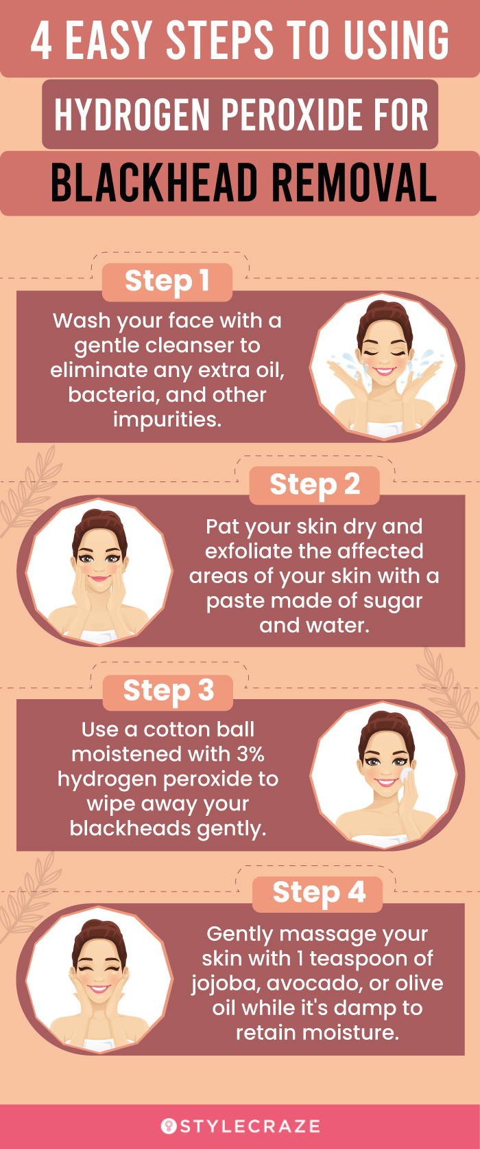 4 easy steps to using hydrogen peroxide for blackhead removal [infographic]