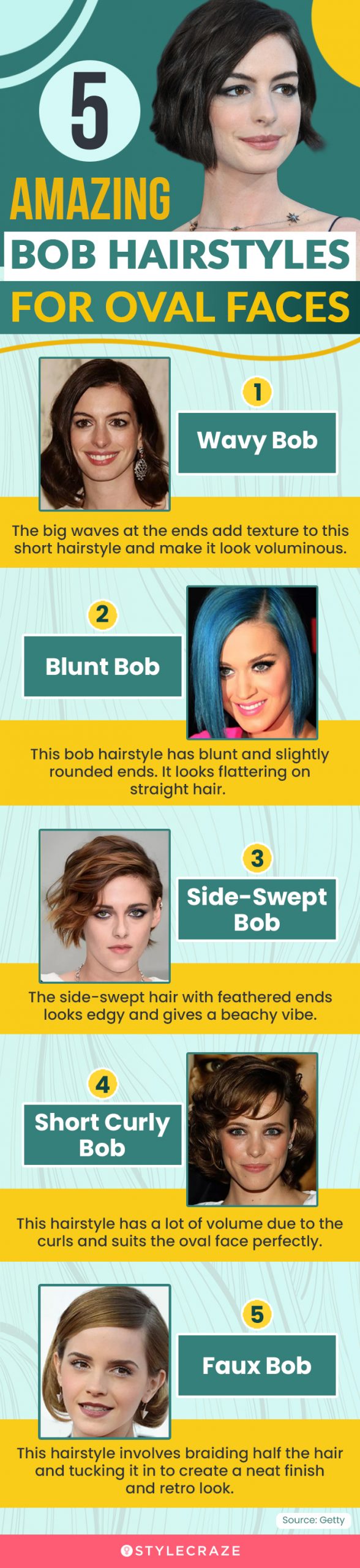 5 amazing bob hairstyle for oval faces (infographic)