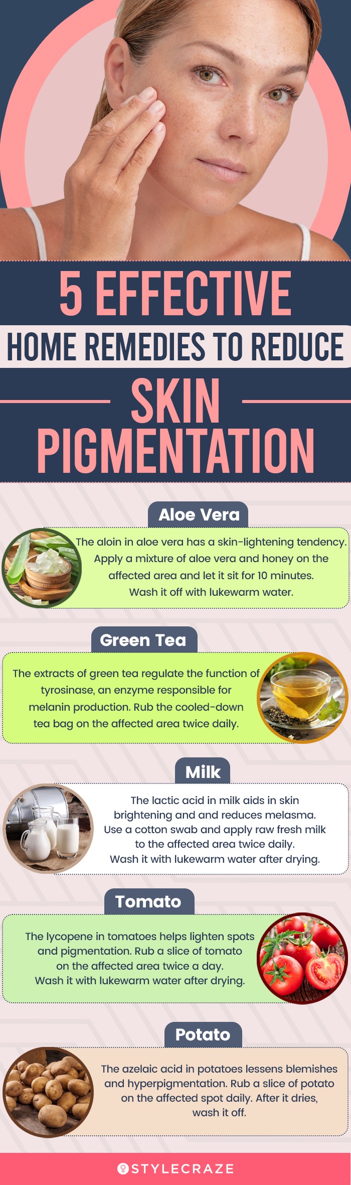 5 effective home remedies to reduce skin pigmentation (infographic)