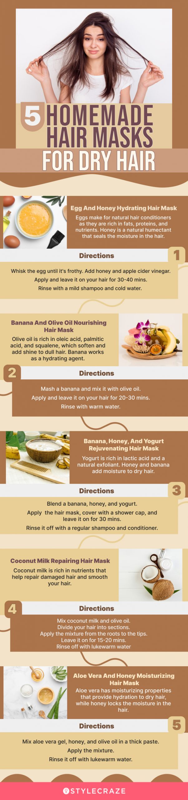 5 homemade hair masks for dry hair (infographic)