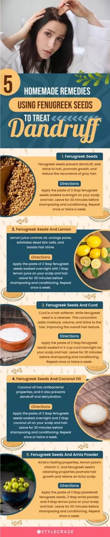 5 homemade remedies of fenugreek seeds to treat dandruff (infographic)