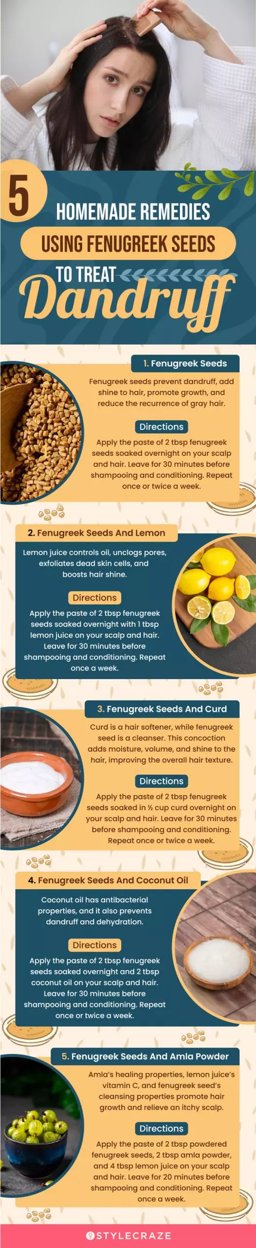 5 homemade remedies of fenugreek seeds to treat dandruff (infographic)