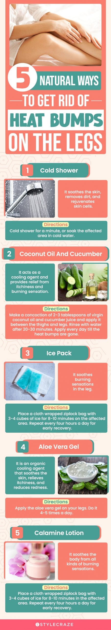 5 natural ways to get rid of heat bumps on the legs (infographic)